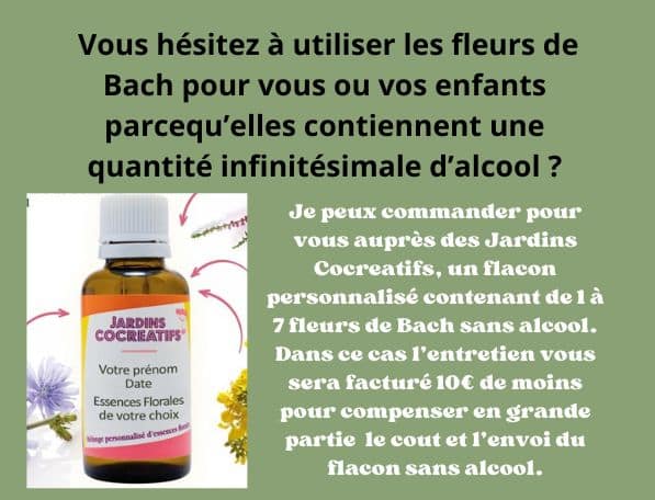 Flacon personnalisé de fleurs de Bach sans alcool